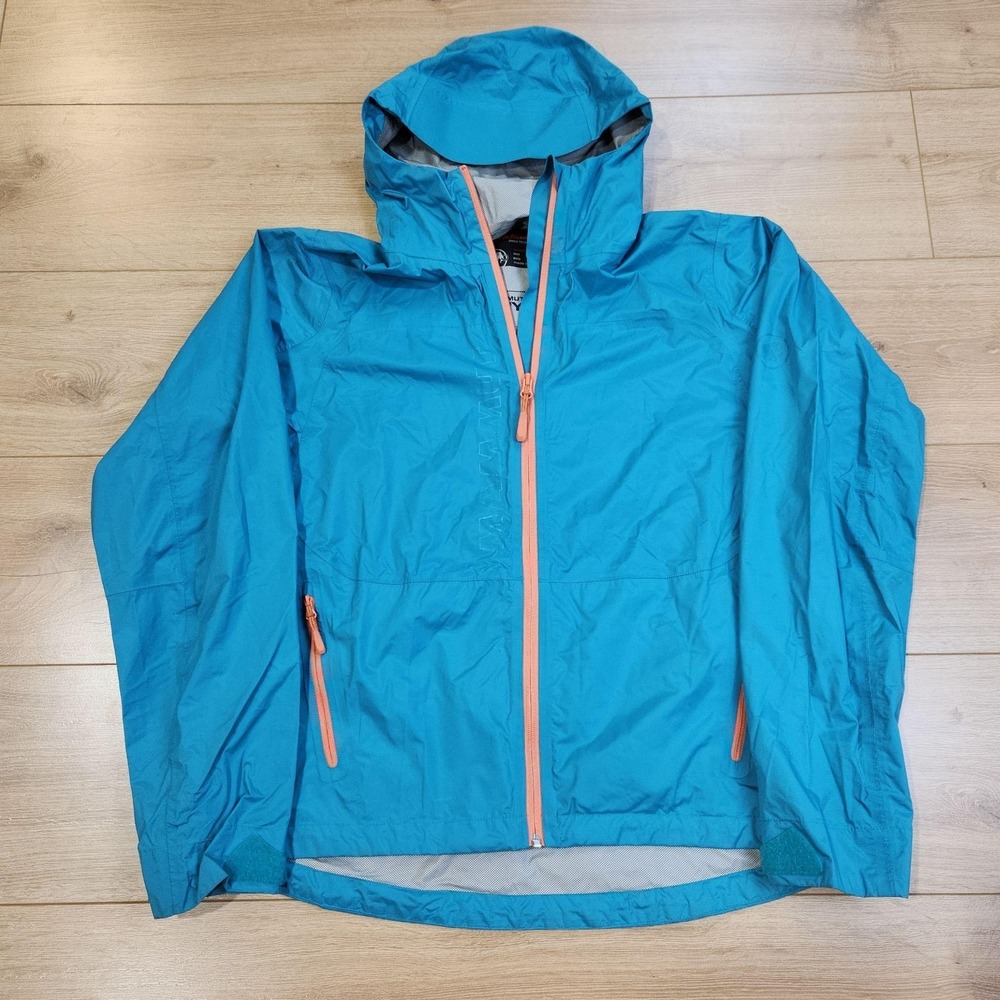 Mammut Jacket Mens Large Blue DRYtech Hooded Full Zip Windbreaker Lightweight